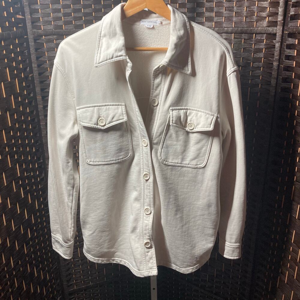 Good American Women's Bone Size 1/2 Fleece Shirt Jacket. Pre-Owned